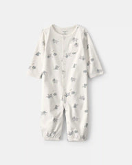 Baby Elephant 100% Cotton Converter Gown - Ivory