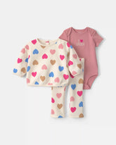 Baby Girl 3-Piece Heart 'I Love Daddy' Fleece Layering Set