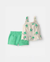 Baby Girl 2-Piece Fish Ruffle Tank Top & Short Set - Green/Ivory