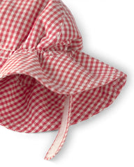 Baby Girl Sunhat Made with Organic Cotton in Red Gingham