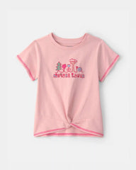 Toddler Girl 'Nature Lover' Short-Sleeve Tie Top - Pink