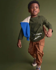 Toddler 'Just 5 More Minutes' Long-Sleeve Relaxed Graphic Tee - Olive
