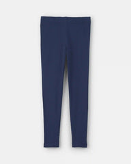 Girls Pull-On Stretch Rib Leggings - Navy Blue