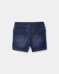 Baby Boy Denim Drawstring Shorts - Dark Wash