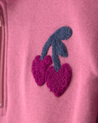 Girls 2-Piece Cherry Fleece Quarter Zip & Pant Set - Pink