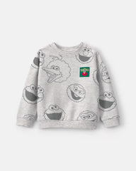 Toddler 'Sesame Street' Fleece Pullover Sweatshirt - Grey