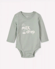 Baby 'Milk Drop' Long-Sleeve Graphic Bodysuit - Green