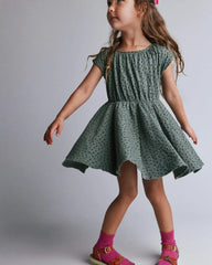 Toddler Girl Avenue Twirl™ Dress in Dot Print - Olive