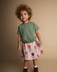 Toddler Girl Skirt in Tulip Print - Mauve