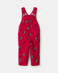Toddler Bear Corduroy Overalls - Red