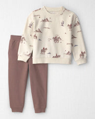 Toddler 2-Piece Organic Cotton French Terry Pullover & Pant Set in Western Rodeo
