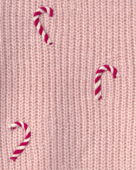 Toddler Girl Candy Cane Sweater - Pink