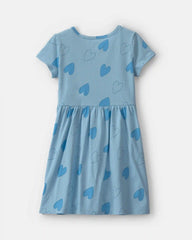 Girls Heart Short-Sleeve Dress - Blue