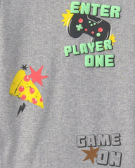 Boys 4-Piece Gamer Cotton Snug Fit Pajama Set - Grey