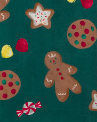 Kids 2-Piece Christmas Gingerbread DreamPlush Snug Fit Pajama Set - Green
