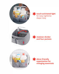 Nursery Style Light-Up Diaper Caddy - Heather Grey