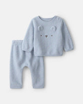 Baby Boy 2-Piece Bear Fleece Long-Sleeve Top & Pant Set - Blue