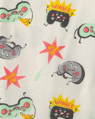 Boys 4-Piece Gamer Cotton Snug Fit Pajama Set - Grey