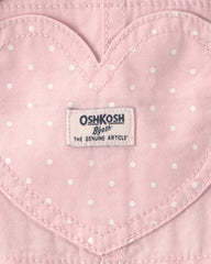 Baby Girl Heart Pocket Canvas Shortall - Pink