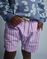 Toddler Boy Playground Shorts in Stripes - Blue/Purple