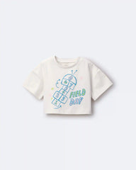 Toddler Girl 'Field Day' Breezy Top in Hopscotch Print - Cream