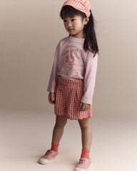 Toddler Girl Gingham Scalloped Shorts - Orange