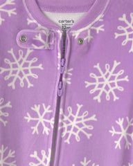 Baby Girl 1-Piece Penguin 2-Way Zip DreamPlush Snug Fit Footed Pajama - Purple