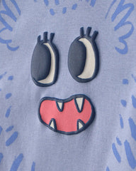 Baby Girl 4-Piece Monster 100% Cotton Snug Fit Pajama Set - Blue/Cream