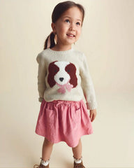 Toddler Girl Dog Sweater - Cream
