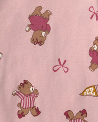 Baby Girl 4-Piece Bear Varsity 100% Cotton Snug Fit Pajama Set - Pink/Cream