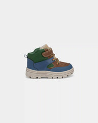Toddler Boy Color Block High Top Boots - Blue/Brown/Green