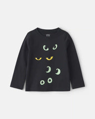 Toddler Halloween Eyes Long-Sleeve Graphic Tee - Black