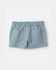 Girls Floral Denim Shorts - Light Wash