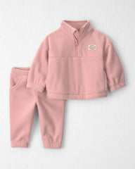 Baby Girl 2-Piece Recycled Microfleece Top & Pant Set