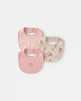Baby Girl 3-Pack Floral Bibs - Pink/Ivory
