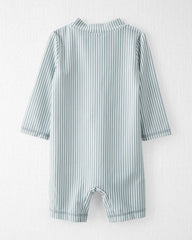 Baby Boy Recycled Long-Sleeve Rashguard Swimsuit in Stripes