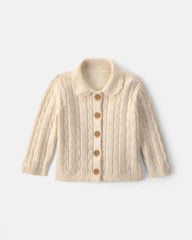 Baby Girl Fair Isle Cardigan Sweater - Cream