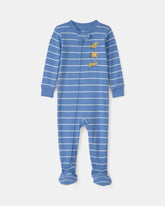 Toddler Boy Construction Striped 100% Cotton Snug Fit 1-Piece Pajama - Blue