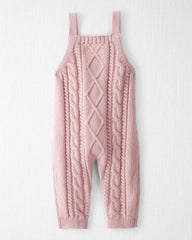 Baby Girl Organic Cotton Cable Knit Overalls