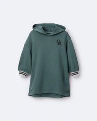 Toddler Girl Long-Sleeve Hooded Sweatshirt Dress - Green