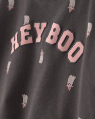 Baby Girl 'Hey Boo' Ghost French Terry Long-Sleeve Top & Pant Set - Black