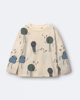 Toddler Long-Sleeve Relaxed Graphic Tee in Music Squish - Cream