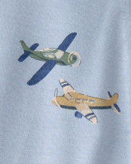 Baby Boy Plane 2-Way Zip PurelySoft Sleep & Play Pajama - Blue