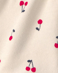 Baby Girl Cherry French Terry Shorts - Cream