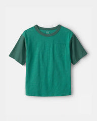 Boys 2-Piece Colorblock Pocket T-Shirt & Shorts Set - Green/Blue