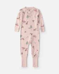 Baby Girl 1-Piece Woodland PurelySoft™ Snug Fit Pajama - Pink