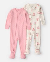 Baby Girl 2-Pack Ice Cream Truck 100% Cotton Snug Fit 1-Piece Pajama - Pink/Ivory