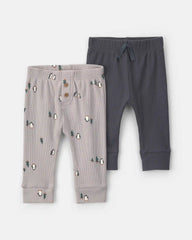 Baby Boy 2-Pack Penguin Pull-On Pants - Grey