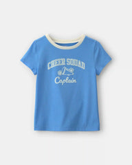 Girls 'Cheer Squad Captain' Graphic Tee - Blue