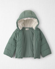 Toddler Recycled Teddy Fleece Hooded Puffer Jacket